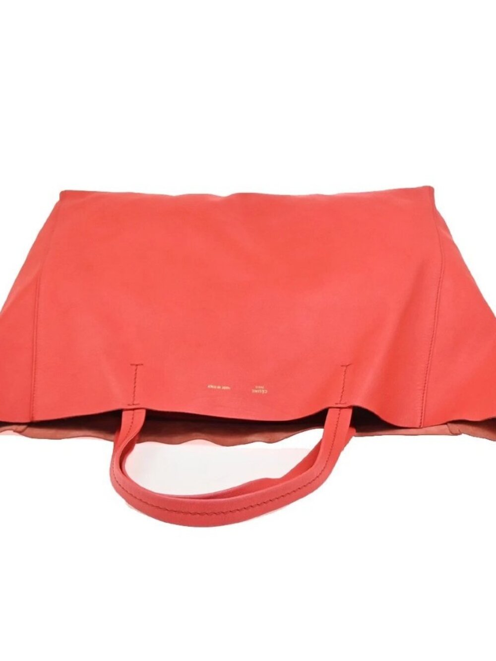 CELINE Logo Horizontal Cabas Tote Shoulder Hand Bag Leather Orange Italy 35ZA290 - Picture 5 of 14